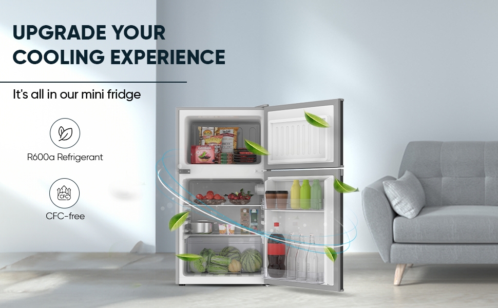 Nikai 135L Gross/88L Net, Small Double Door Mini Refrigerator