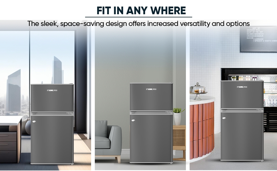 Nikai 135L Double Door Mini Refrigerator - NRF135DDS