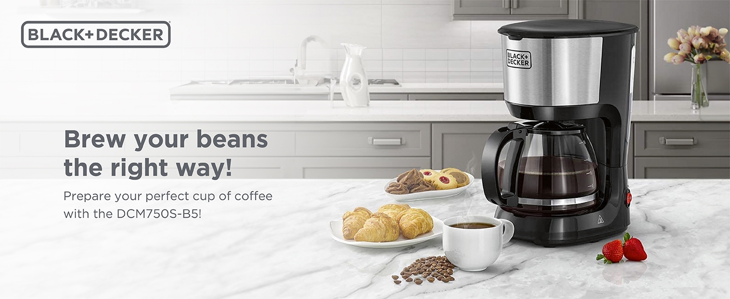 BLACK+DECKER 10-Cup Coffee Machine, Drip & Espresso - DCM750S-B5