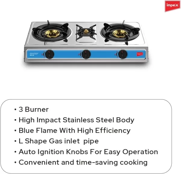 Impex 3 Burner Stainless Steel Gas Stove Affi Shopping